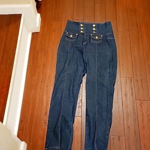 Blue high-rise jeans